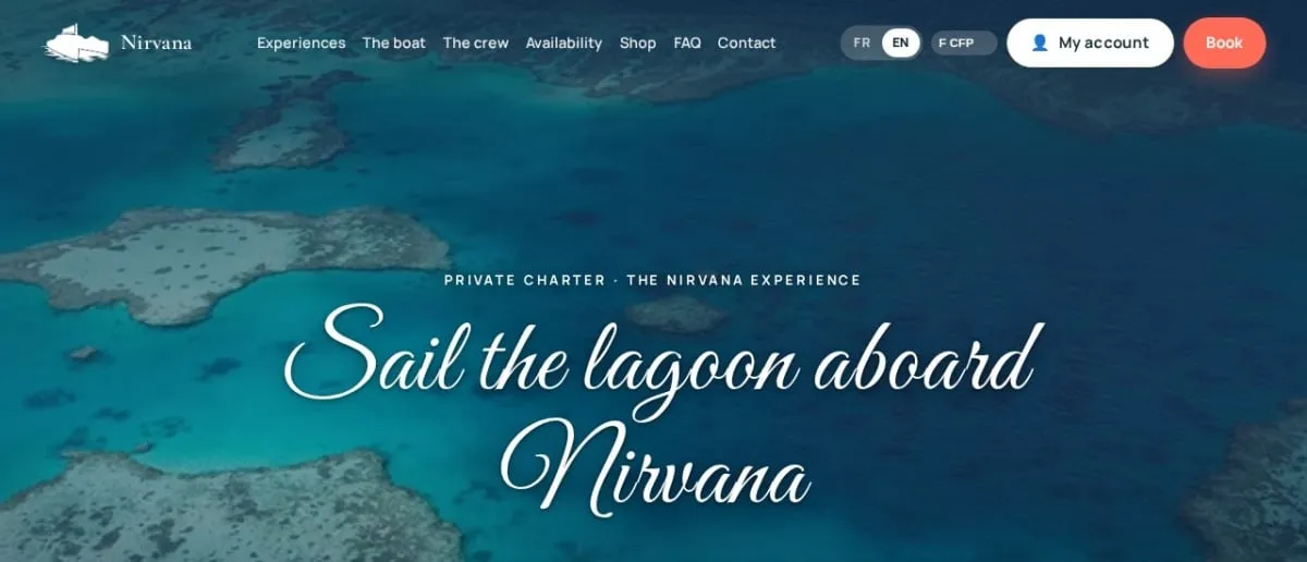 Page d'accueil du site Nirvana Charter